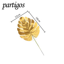 Load image into Gallery viewer, 1pcs Artificial Tropical leaves Gold Leaves decor Hawaii Theme Party table decor Summer party decor ballon deco Photo props