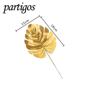 1pcs Artificial Tropical leaves Gold Leaves decor Hawaii Theme Party table decor Summer party decor ballon deco Photo props