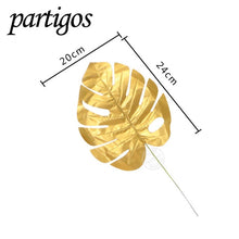 Load image into Gallery viewer, 1pcs Artificial Tropical leaves Gold Leaves decor Hawaii Theme Party table decor Summer party decor ballon deco Photo props